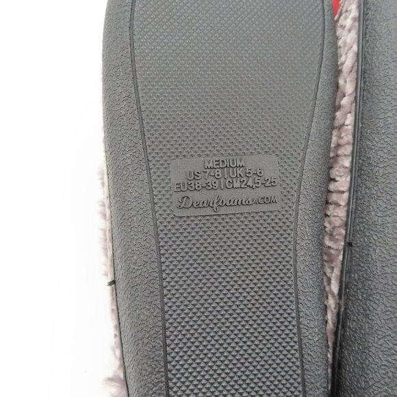 Dearfoams Women Medium 7-8 Grey Chenille Cable Knit Faux Fur Slide Slippers NEW - Picture 11 of 13